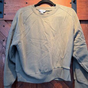 Athleta Forever Fleece Relaxed Crew Sweatshirt, Green L